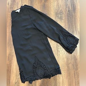 Charming Charlie’s- Black sheer long sleeve with embroidery designs